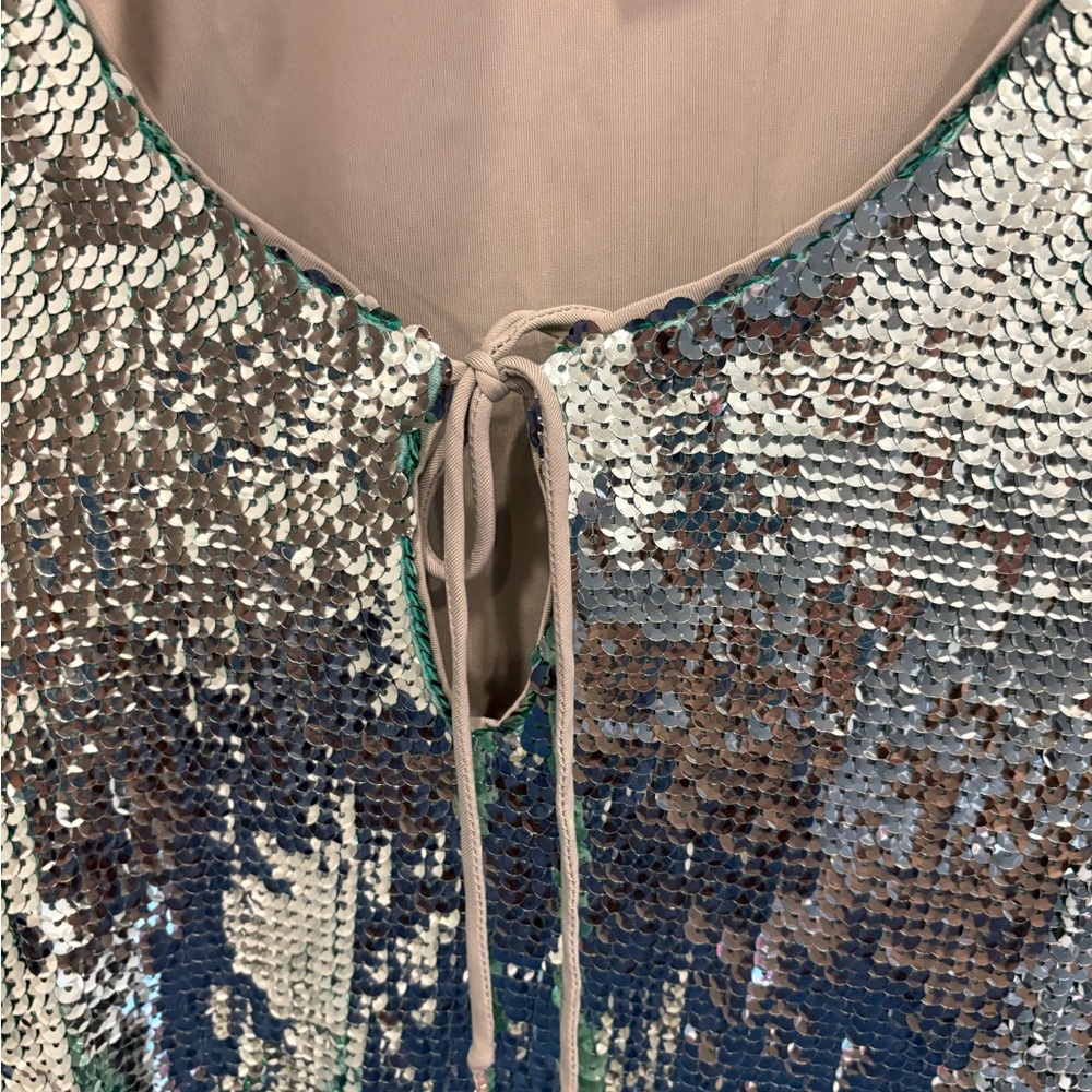 Show Me Your MuMu Matilda Mini Dress - Aqua Liquid Sequins - Picture 5 of 5